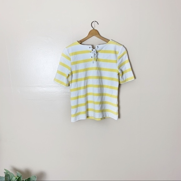 [Talbots] Petite Yellow & White Stripe Nautical Tie Detail Top - Picture 6 of 7